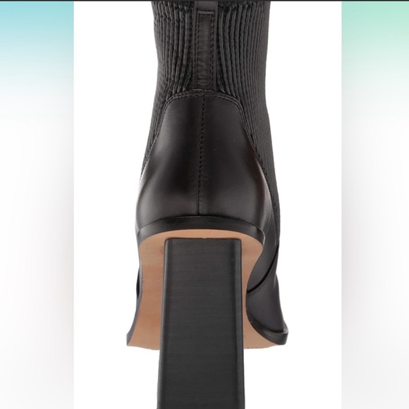 Vince Camino Dasta Square Toe Black Chunky Heel Leather Boot *** - Picture 3 of 11